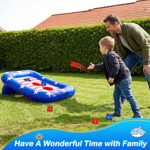 Inflatable Pool Cornhole Game - American Flag Design