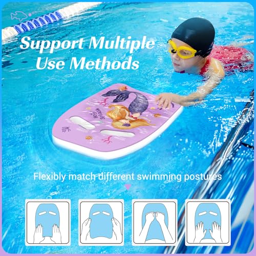 HeySplash Kids Pool Kickboard - Purple Mermaid Float for Beginner Swimmers