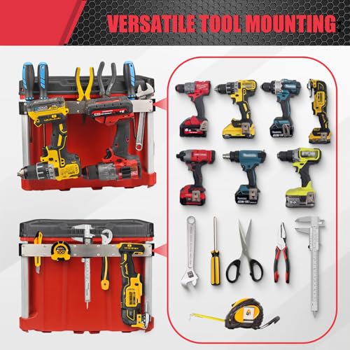 Power Drill Holder Fits for Milwaukee Packout Toolbox,Tape Measure Tool holder,Hanging Screwdrivers, Wrenches on The Side for Packout Toolbox Organizer