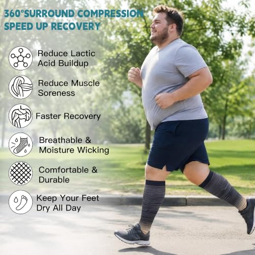 Wide Calf Compression Socks for Women Men 20-30 mmHg - 5X-Large Multicolor