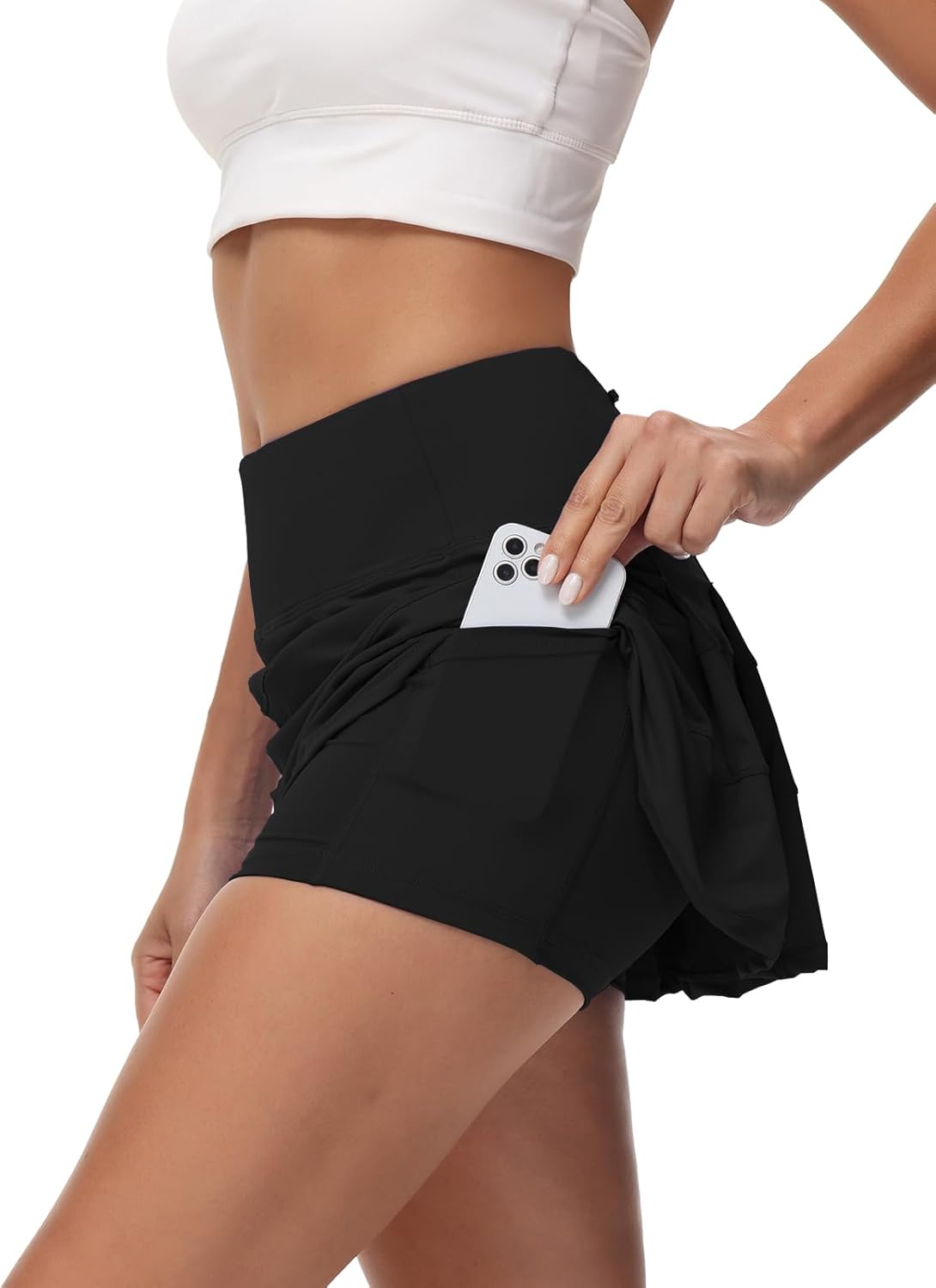 Skiennix Women's Tennis Skirts - High Waisted Athletic Golf Skorts with Pockets & Built-In Shorts