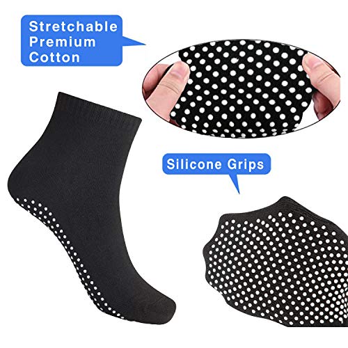 Anti-Slip Grip Socks - 4 Pairs Black & Gray for Yoga, Pilates, Home Workout