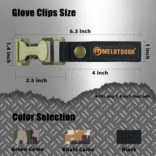 MELOTOUGH Black Tactical Glove Clip - Heavy-Duty Alligator Clip Holder for Work & Outdoor Use