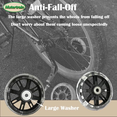 Mutetrain Black Kids Bike Training Wheels for 12-20 Inch Single-Speed Bicycles