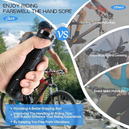 Mbeysaq 131mm Bike Handlebar Grips – Rubber Anti-Slip Lock-On with End Caps