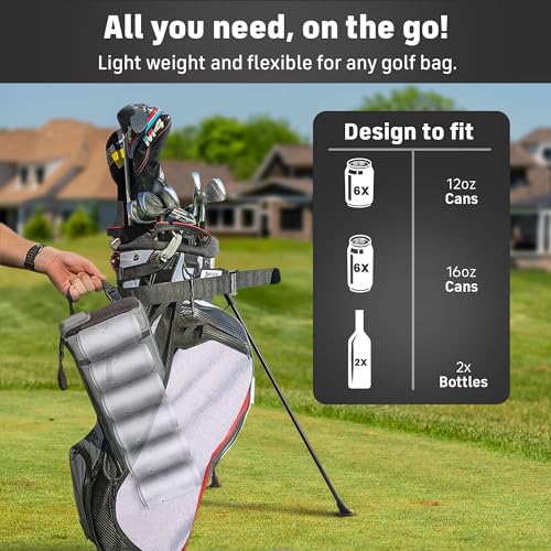Insulated Slim Golf Bag Cooler - Gray & Black, Holds 6 Cans