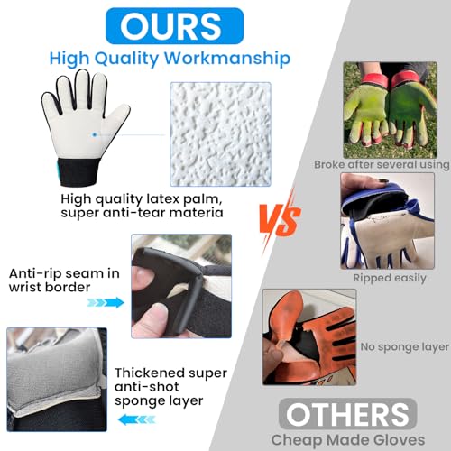 Goalkeeper Gloves for Kids - Size 6 Blue, Anti-Skid Latex