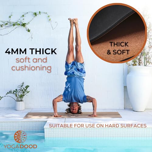 Natural Cork Yoga Mat 4mm Thick Non-Toxic Exercise & Pilates Mat