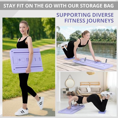 Multi-Purpose Foldable Pilates Reformer Board with Resistance Bands