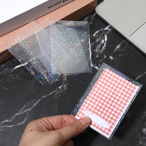 100 Holographic Card Sleeves - Starry Design, 65x90mm