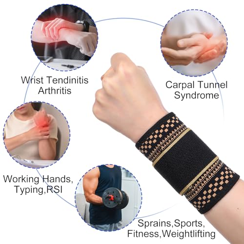 Copper Wrist Compression Sleeve - Medium Wrist Support for Sports