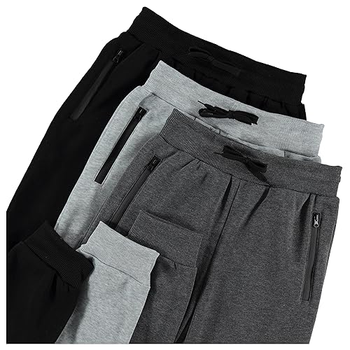 Boys Fleece Joggers with Zipper Pocket & Drawstring - X-Large