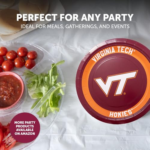 Virginia Tech Paper Plates - 20 Count, 9 Inch Round Tableware
