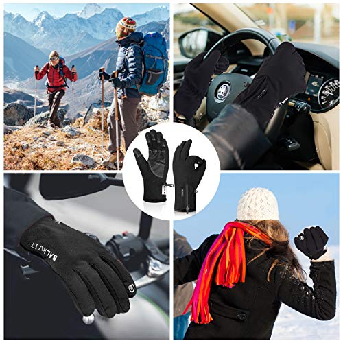 Balhvit -10℉ Waterproof Winter Gloves for Men & Women, 5-Layer Ski & Snow Glove, Black Large