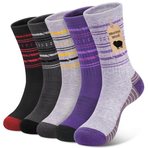 SEEKSOCK Colorful Merino Wool Crew Socks for Women Winter Hiking A1