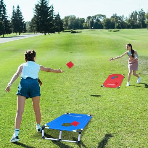 Portable Cornhole Set with Carrying Case - Red & Blue Framed