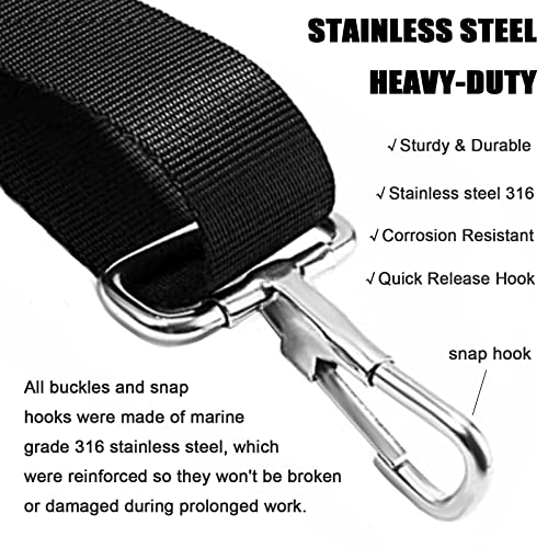 RUSON 2 Pack Bimini Boat Top Straps with Single Snap Hook, Heavy Duty