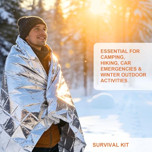 Thermal Mylar Emergency Blankets - 4 Pack, 82" x 52" Reusable Survival Gear