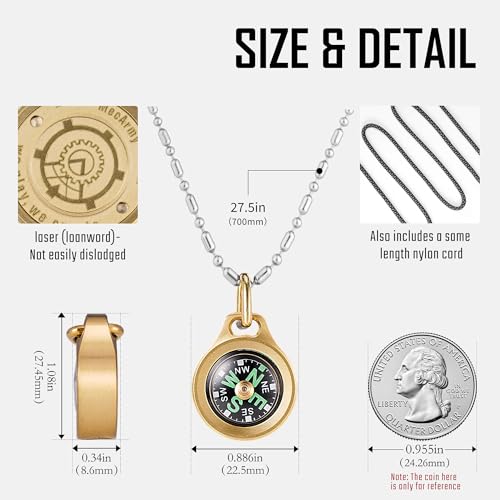 MecArmy Mini Compass CMP-Brass Waterproof Titanium & Brass Pocket Navigation Tool for Hiking & Survival