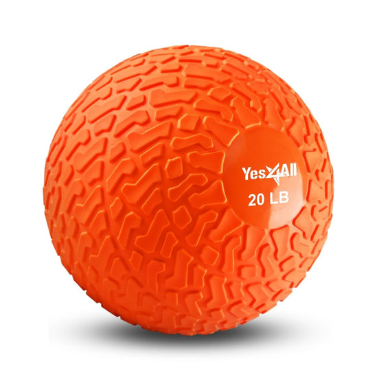Yes4All 20 lbs Slam Ball for Strength, Power and Workout - Fitness Exercise Ball with Grip Tread & Durable Rubber Shell (20 Lbs, Orange)