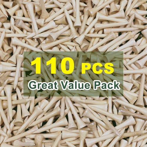 110 Pcs Bamboo Golf Tees - 3 1/4 Inch Biodegradable Long Golf Tees