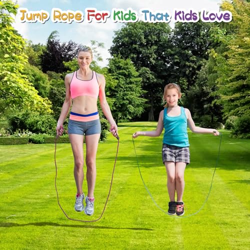 Adjustable Kids Jump Rope - Soft Foam Handles, Pink