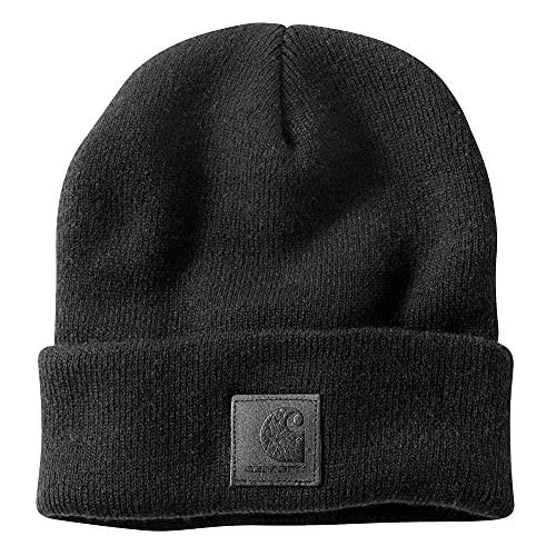 Men's Tonal Patch Beanie - Soft Acrylic Knit for Cold Weather