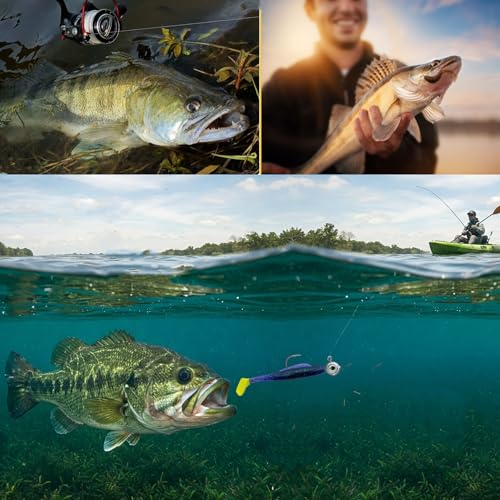 50Pcs Swimbait Jig Heads Fishing Hooks with 3D Luminous Eyes - Saltwater & Freshwater