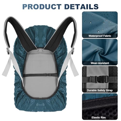 Waterproof Backpack Rain Cover - Reflective Rucksack Cover, L Size (45L-55L) - Sea Blue