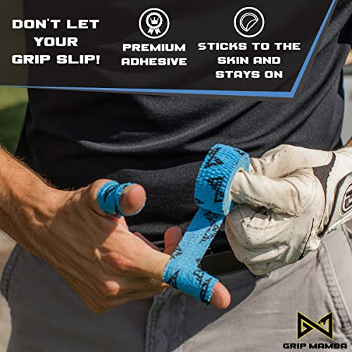 GRIP MAMBA Elastic Finger Tape - 6 Blue Rolls for Sports & Grip Enhancement