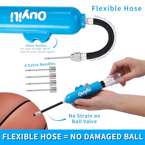 Portable Sports Ball Pump Kit - Dual Action Inflator with Needles