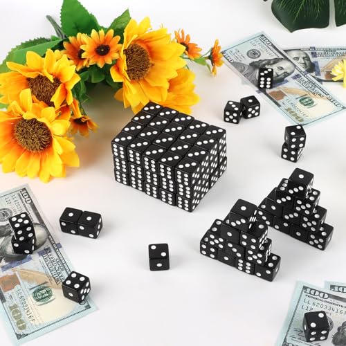 100 Pcs Black Casino Dice Set - 16mm Acrylic Game Dice