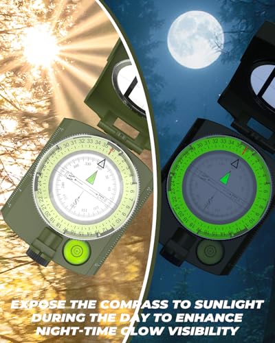Lightweight Waterproof Orienteering Compass with Glow in Dark