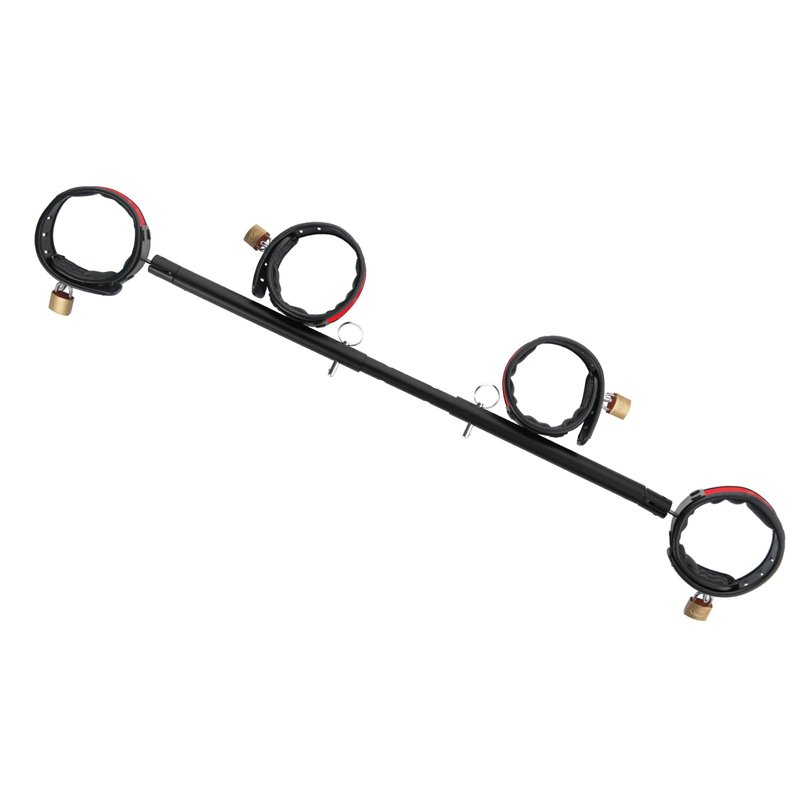 Spreader Bar Heavy Duty Swiveling Stainless Steel Bar Home Gym Equipment with 4 Furry PU Adjustable Cushioned Straps for Fitness Training, Pilates and Yoga Accessories Kit. (Red)