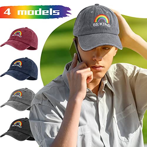 Pride Rainbow Baseball Cap - Adjustable 4 Pcs Set - Multicolor