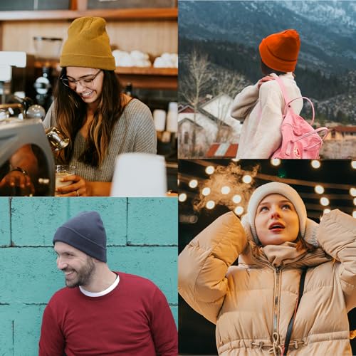 Knit Cuffed Beanie for Men & Women - Black, One Size