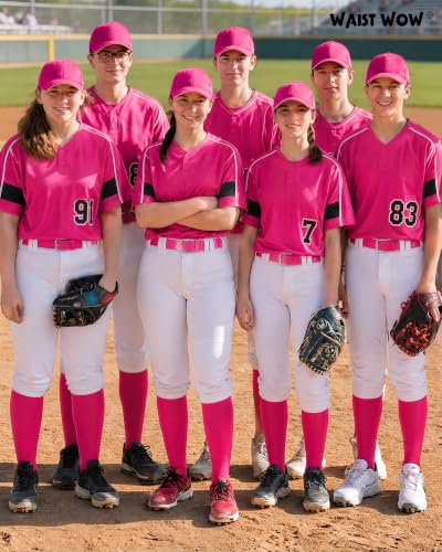 Youth Pink Baseball Belt & Softball Socks Combo - Elastic Waist Athletic Set