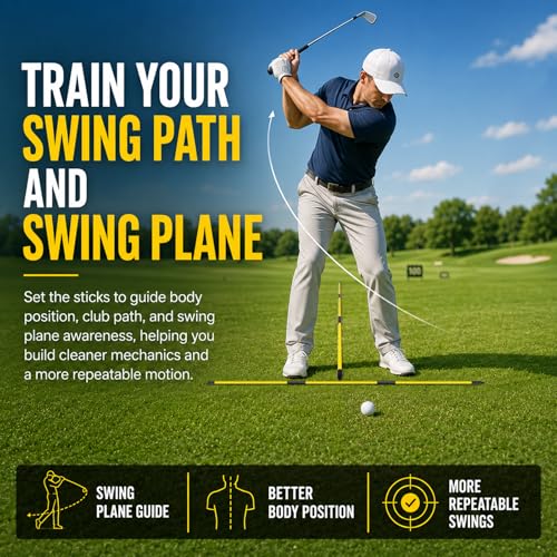 4 Pack Yellow Collapsible Golf Alignment Sticks - 40 Inch Swing & Putting Aids