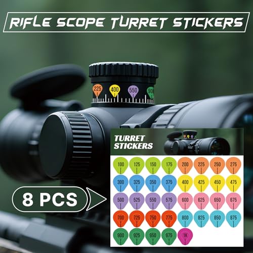 8 Sheets Rifle Scope Turret Stickers for Long Range Shooting