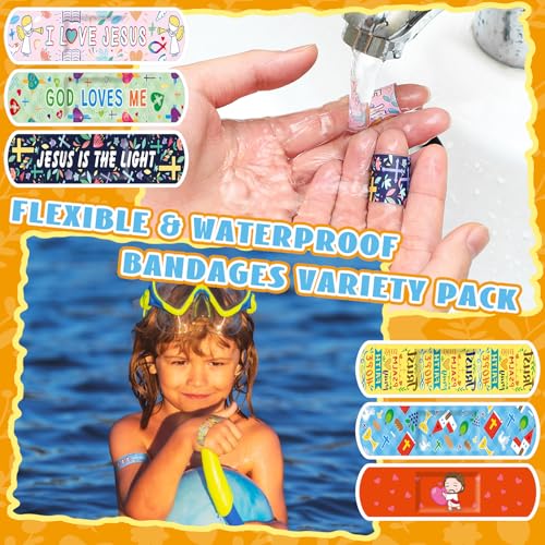 Geiserailie 200 Jesus Christian Bible Verse Kids Bandages Bulk - Child-Friendly Wound Care