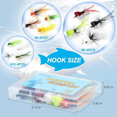 Fly Fishing Poppers Flies, Popper Flies Kit for Trout