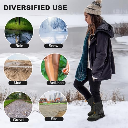 Lightweight Adjustable Waterproof Hiking Gaiters for Men & Women - Black