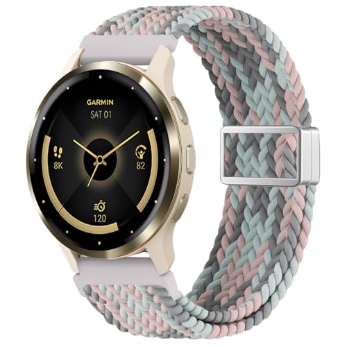 Magnetic Braided Watch Band for Garmin Venu 3S/Venu 4 - Gray, Pink, Blue