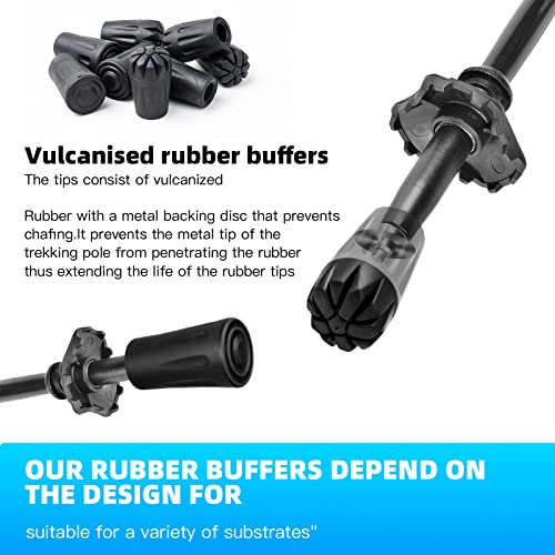 Rubber Tips for Hiking Poles - 6 Pack Angle Tips Replacement
