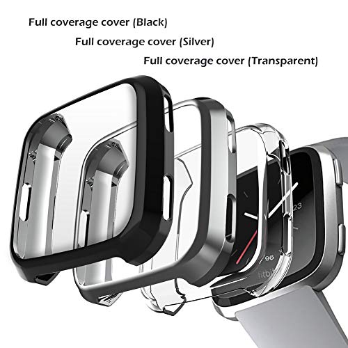 Screen Protector & Case for Fitbit Versa - Crystal Clear, Black, Silver