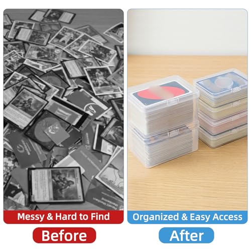 Playing Card Storage Box Set of 6 - Clear Plastic Organizer with Snap Lid