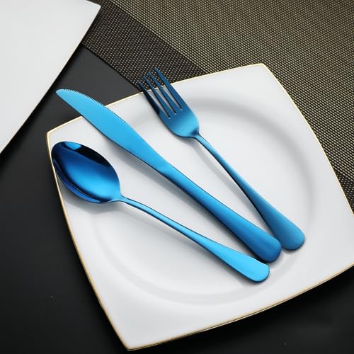 Travel Utensils Set - 5 Piece Portable Silverware with Case - Blue