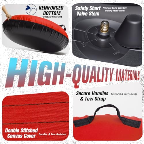 Heavy-Duty Inflatable Snow Tube - 45" Rubber with Canvas Cover