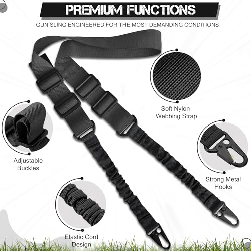 Adjustable Two Point Sling - Durable Nylon Rope for Rifle - Black