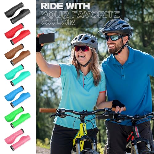 GXCROR Brown Bicycle Handlebar Grips - Ergonomic Shock-Absorbing Silicone, 22.2mm, Non-Slip Pattern, Universal Fit